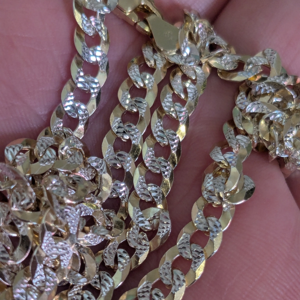 14k Yellow Gold Vermeil Over Sterling Silver Cuban Chain Necklace Unisex 20" - Picture 12 of 13